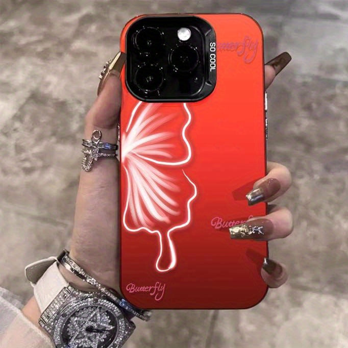 Luminous Butterfly Pattern iPhone Case for 15/14/13/12/11 Series, Soft TPU Full-Body Protective Cover with Glow Effect, Shockproof Slim Phone Case