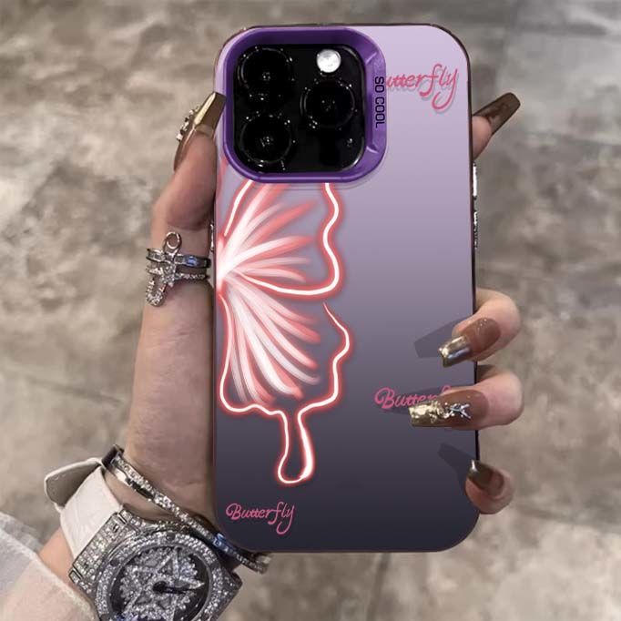 Luminous Butterfly Pattern iPhone Case for 15/14/13/12/11 Series, Soft TPU Full-Body Protective Cover with Glow Effect, Shockproof Slim Phone Case