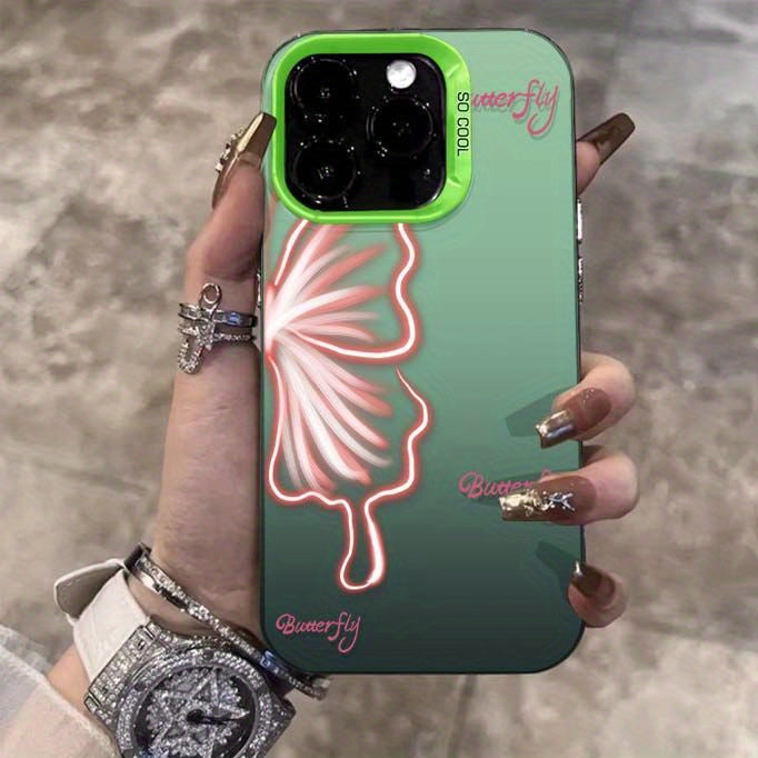 Luminous Butterfly Pattern iPhone Case for 15/14/13/12/11 Series, Soft TPU Full-Body Protective Cover with Glow Effect, Shockproof Slim Phone Case
