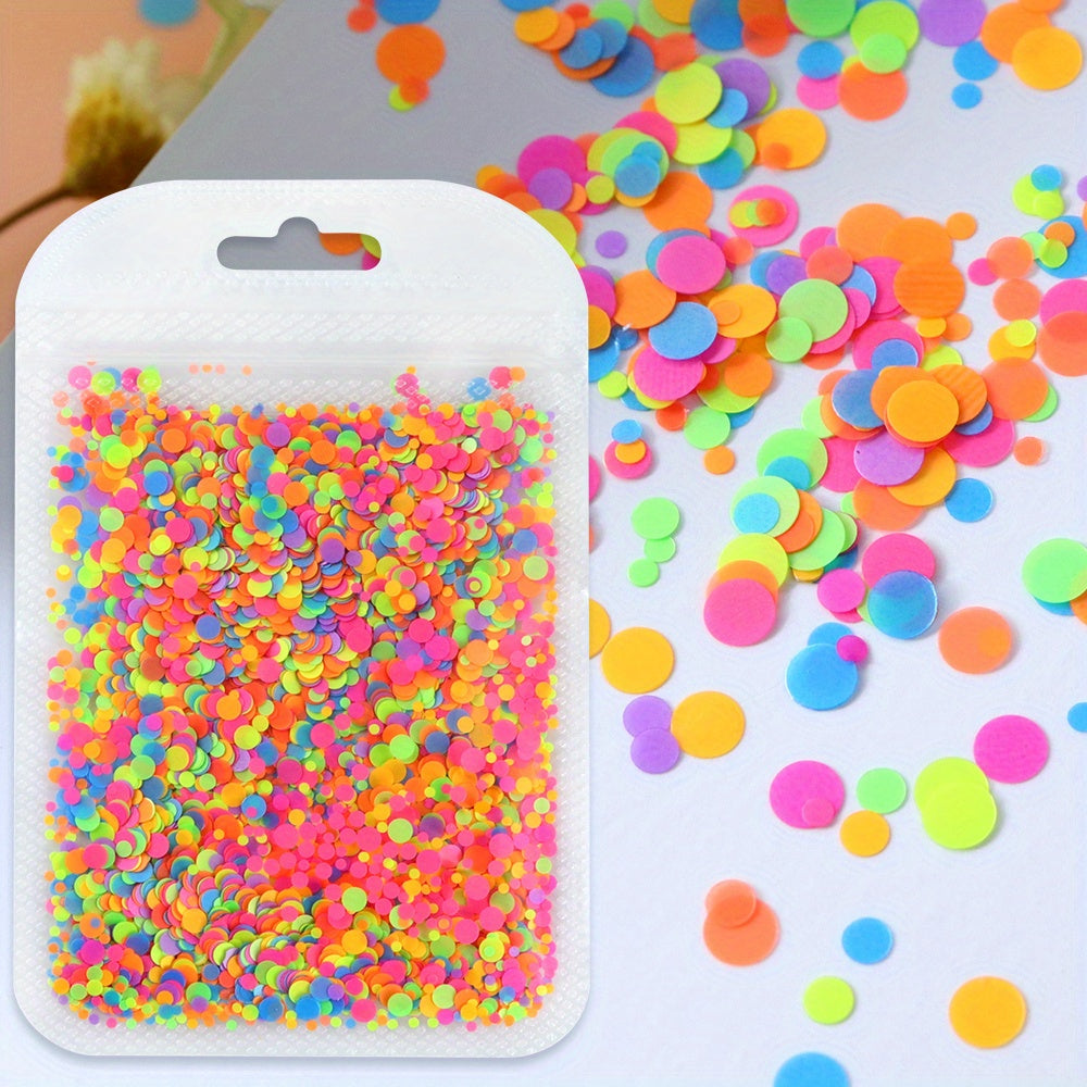 3G Fluorescent Round Sequins Glitter for Epoxy Resin Mold Filler, Bubble Cabochon, Confetti Jewelry Making, Nail Art Flakes - Plastic, No Power Required