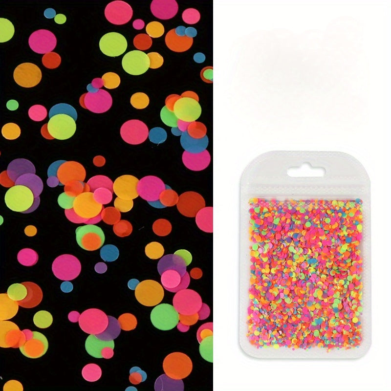 3G Fluorescent Round Sequins Glitter for Epoxy Resin Mold Filler, Bubble Cabochon, Confetti Jewelry Making, Nail Art Flakes - Plastic, No Power Required