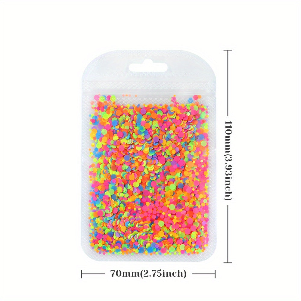 3G Fluorescent Round Sequins Glitter for Epoxy Resin Mold Filler, Bubble Cabochon, Confetti Jewelry Making, Nail Art Flakes - Plastic, No Power Required