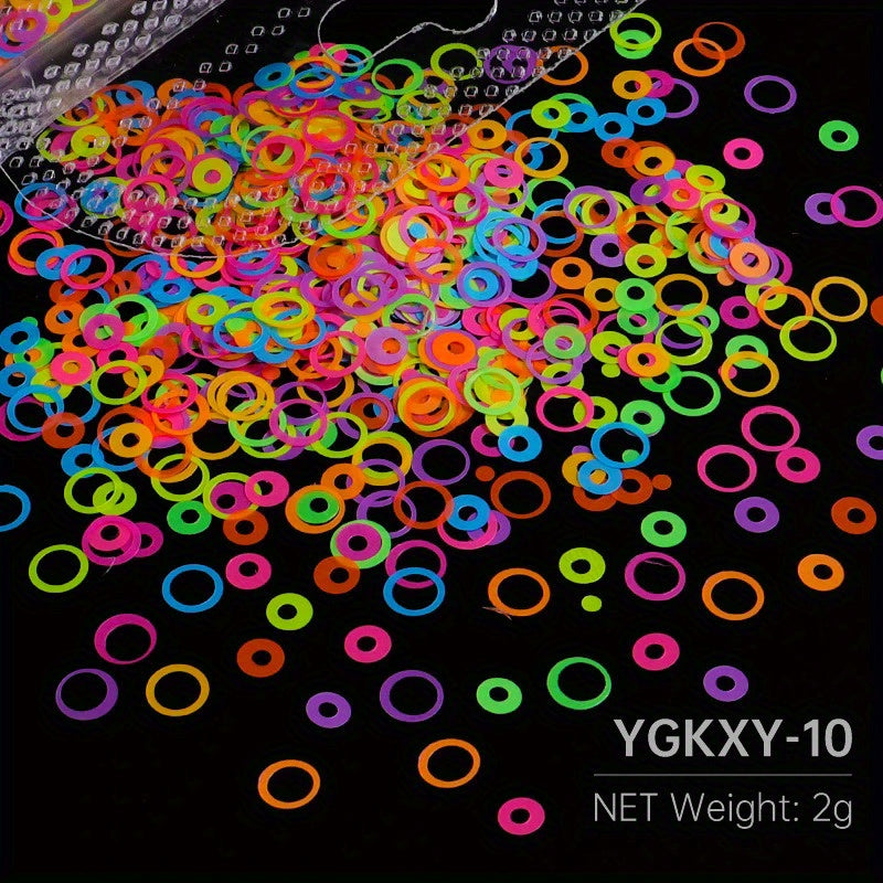 3G Fluorescent Round Sequins Glitter for Epoxy Resin Mold Filler, Bubble Cabochon, Confetti Jewelry Making, Nail Art Flakes - Plastic, No Power Required