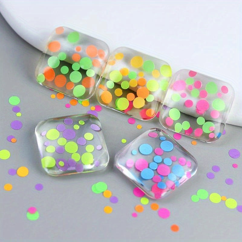 3G Fluorescent Round Sequins Glitter for Epoxy Resin Mold Filler, Bubble Cabochon, Confetti Jewelry Making, Nail Art Flakes - Plastic, No Power Required