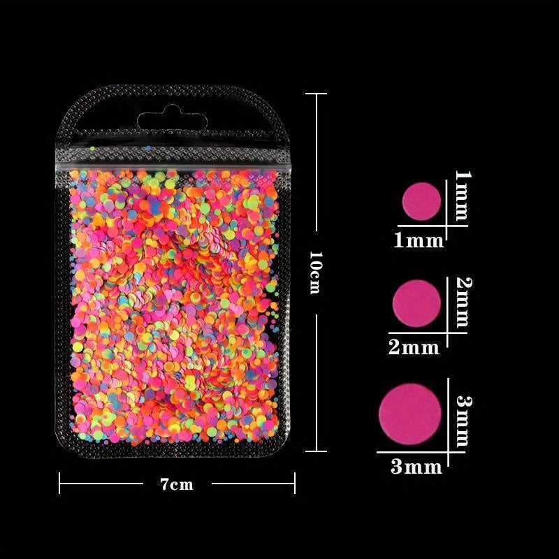 3G Fluorescent Round Sequins Glitter for Epoxy Resin Mold Filler, Bubble Cabochon, Confetti Jewelry Making, Nail Art Flakes - Plastic, No Power Required