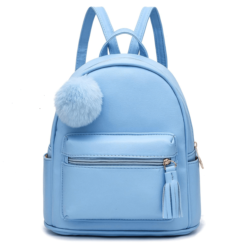 Mini Backpack Purse for Girls Teens Women Purses PU Leather Pom Backpack Shoulder Bag with Charm Tassel