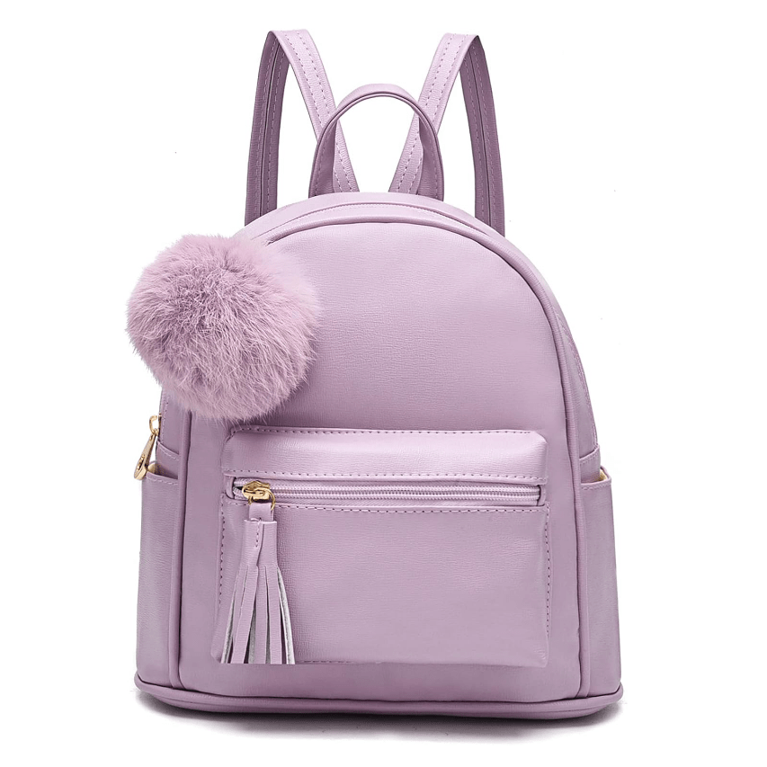 Mini Backpack Purse for Girls Teens Women Purses PU Leather Pom Backpack Shoulder Bag with Charm Tassel