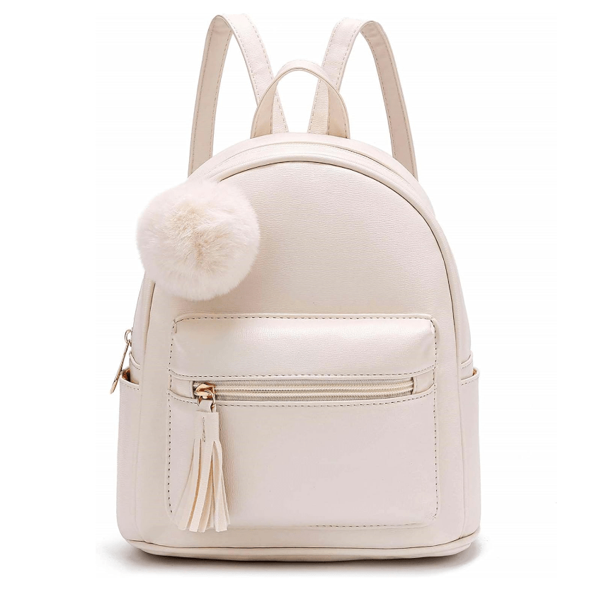 Mini Backpack Purse for Girls Teens Women Purses PU Leather Pom Backpack Shoulder Bag with Charm Tassel