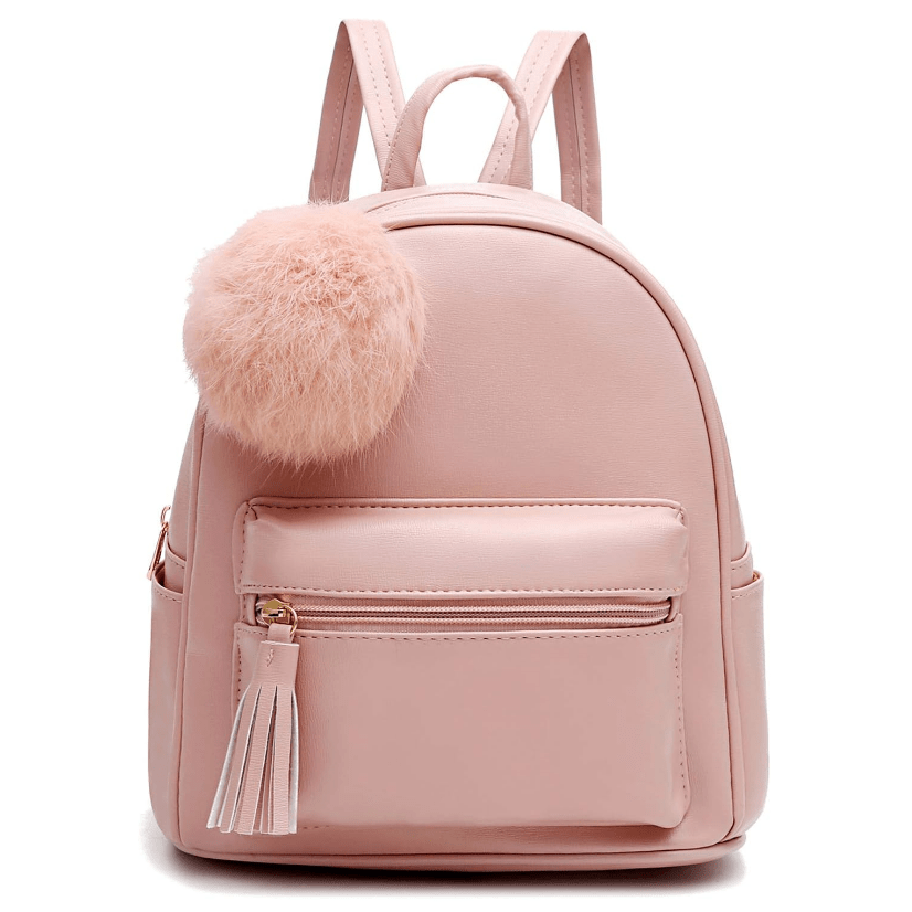 Mini Backpack Purse for Girls Teens Women Purses PU Leather Pom Backpack Shoulder Bag with Charm Tassel