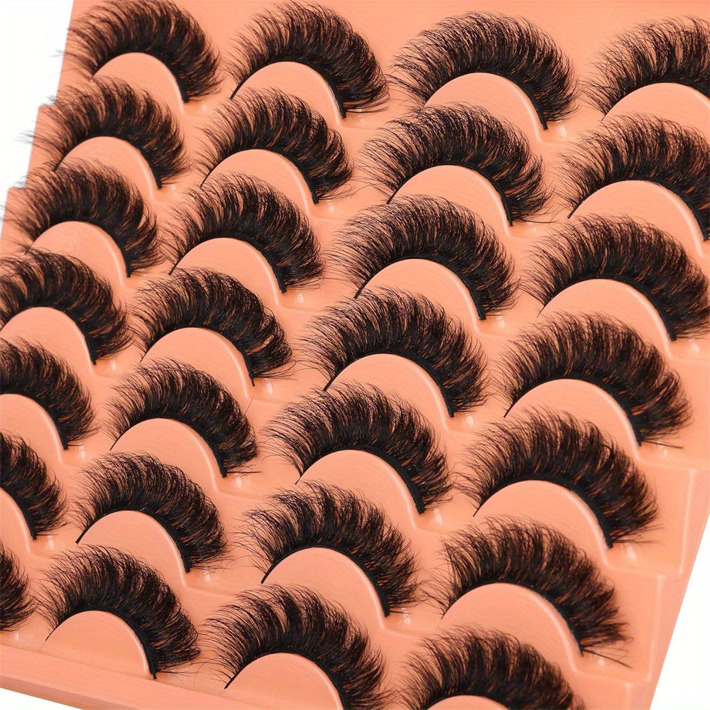 14 Pairs Luxurious Black False Eyelashes - Natural Look, Thick & Fluffy, Wispy Strip Cat Eye Lashes for a Dramatic Extension Effect, Fake Eyelashes, Pack