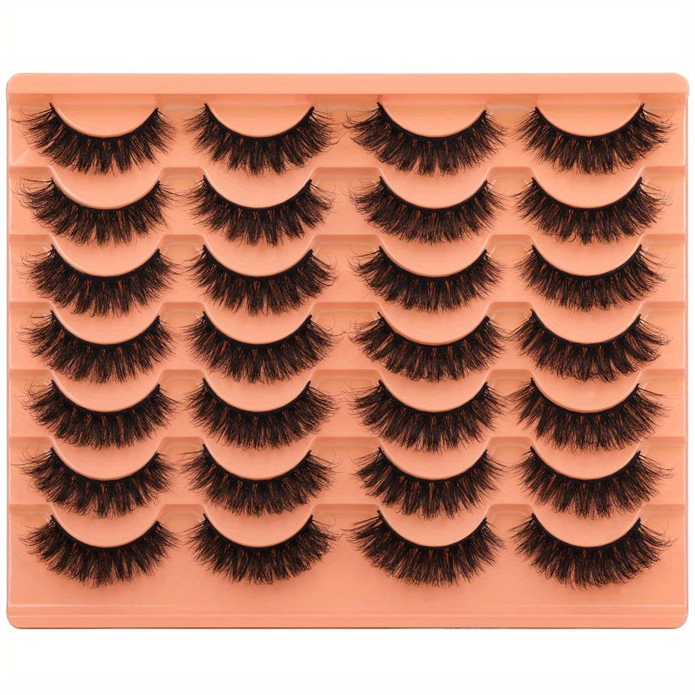 14 Pairs Luxurious Black False Eyelashes - Natural Look, Thick & Fluffy, Wispy Strip Cat Eye Lashes for a Dramatic Extension Effect, Fake Eyelashes, Pack