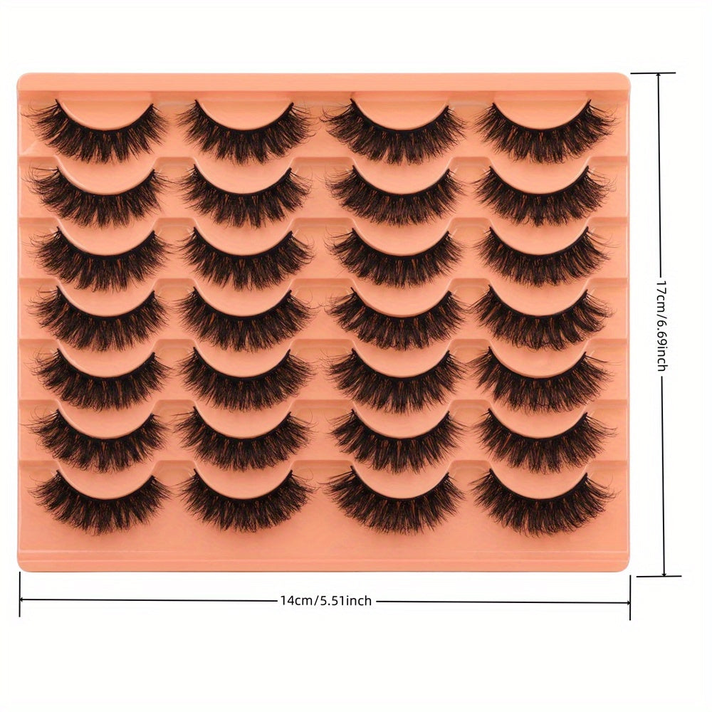 14 Pairs Luxurious Black False Eyelashes - Natural Look, Thick & Fluffy, Wispy Strip Cat Eye Lashes for a Dramatic Extension Effect, Fake Eyelashes, Pack