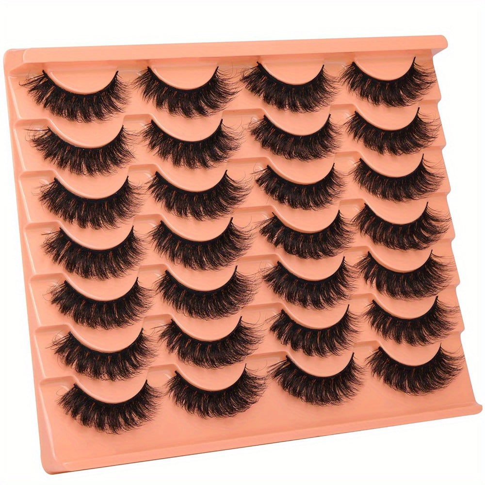 14 Pairs Luxurious Black False Eyelashes - Natural Look, Thick & Fluffy, Wispy Strip Cat Eye Lashes for a Dramatic Extension Effect, Fake Eyelashes, Pack