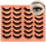 14 Pairs Luxurious Black False Eyelashes - Natural Look, Thick & Fluffy, Wispy Strip Cat Eye Lashes for a Dramatic Extension Effect, Fake Eyelashes, Pack