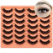 14 Pairs Luxurious Black False Eyelashes - Natural Look, Thick & Fluffy, Wispy Strip Cat Eye Lashes for a Dramatic Extension Effect, Fake Eyelashes, Pack
