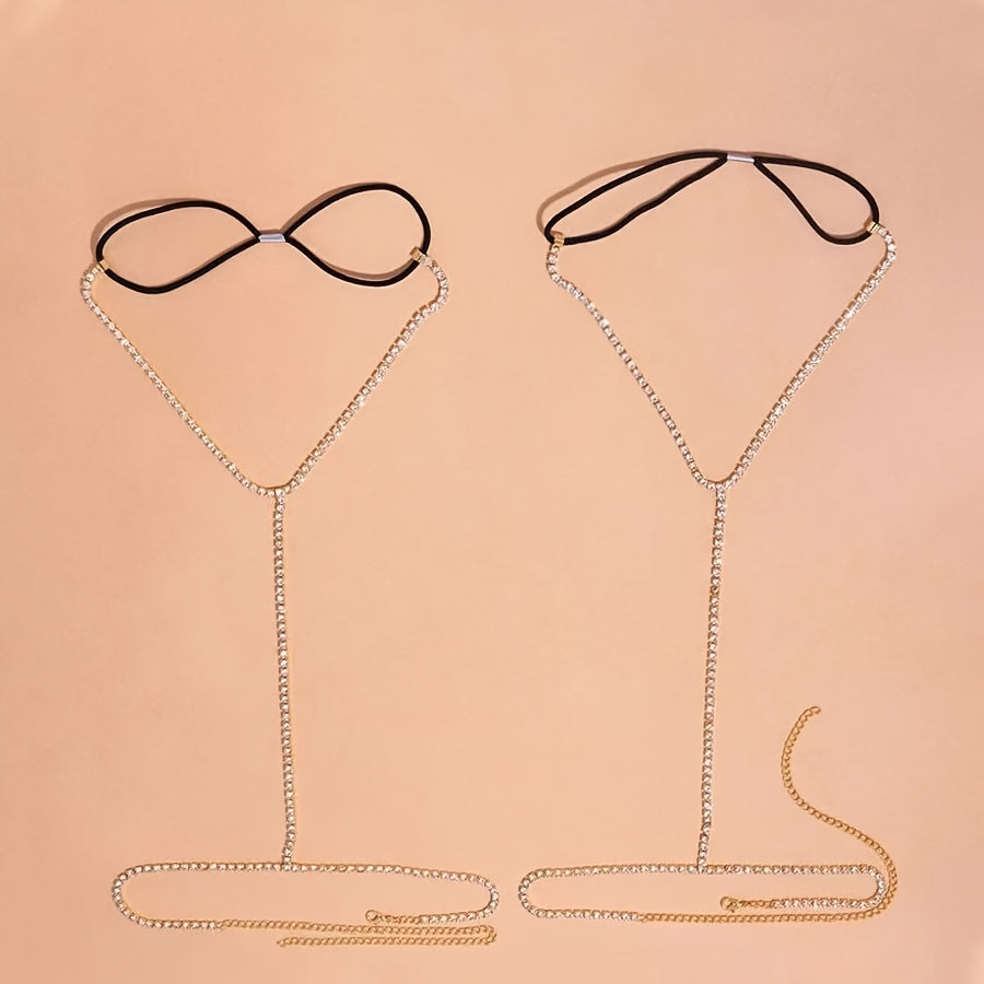 Rhinestone Leg Chains - Sparkling Body Chain with Luxurious Accents, Iron Construction, Perfect for Beach, Pool, and Party Wear, Beach Accessories|Sexy Legwear|Rhinestone Chains