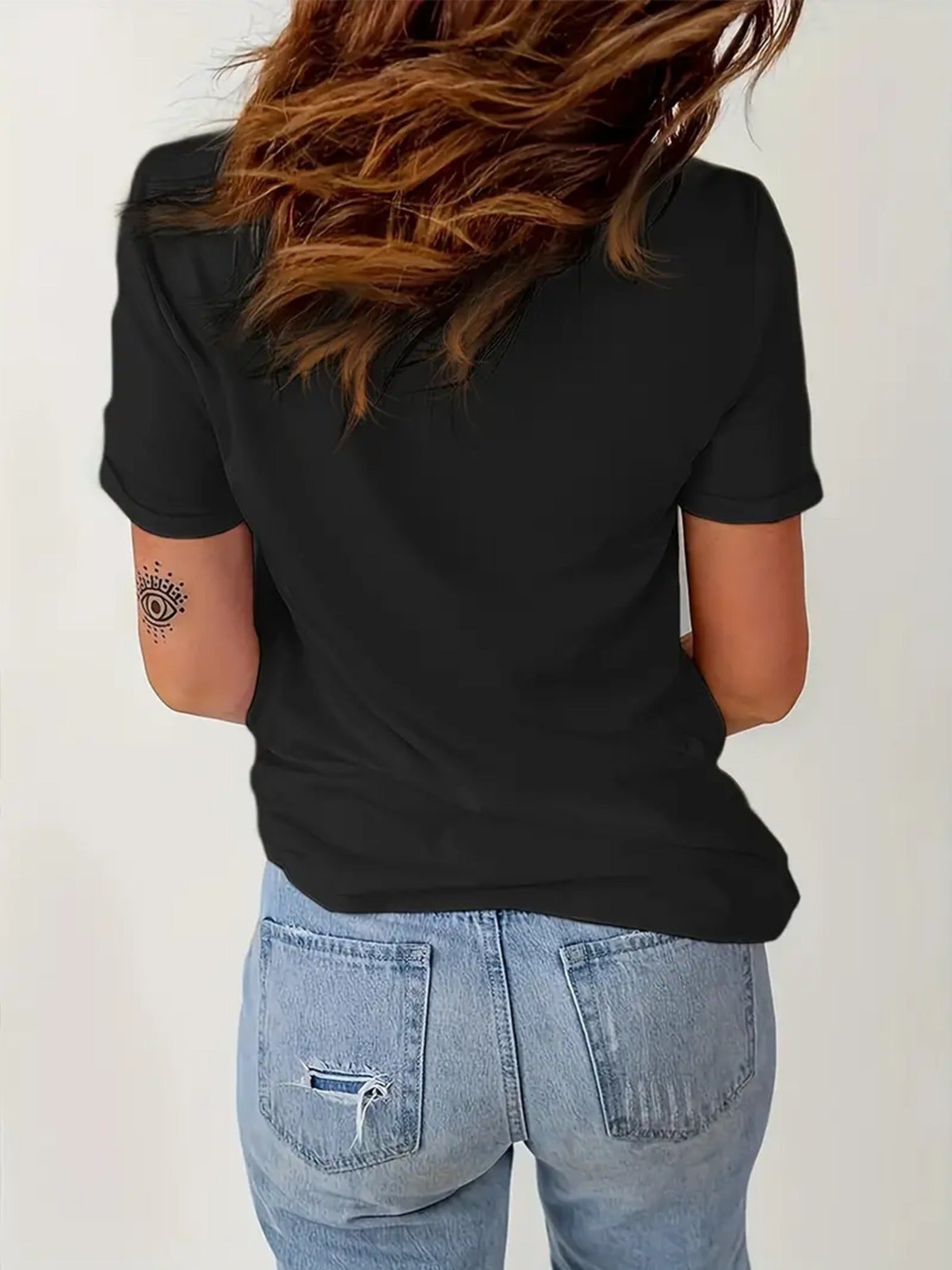 Women's Casual T-Shirt With Colorful Lettering "Salt And Sugar" Graphic, Round Neck, Short Sleeve, Sporty Top