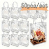 50pcs, Clear Plastic Gift Bags With Handle, Reusable Transparent PVC Plastic Gift Wrap Tote Bag For Mother's Day Christmas Boutique Wedding Birthday Party Favor (7.9" X 5.9" X 2.75"), Shopping Bag, Party Bag, Party Favor