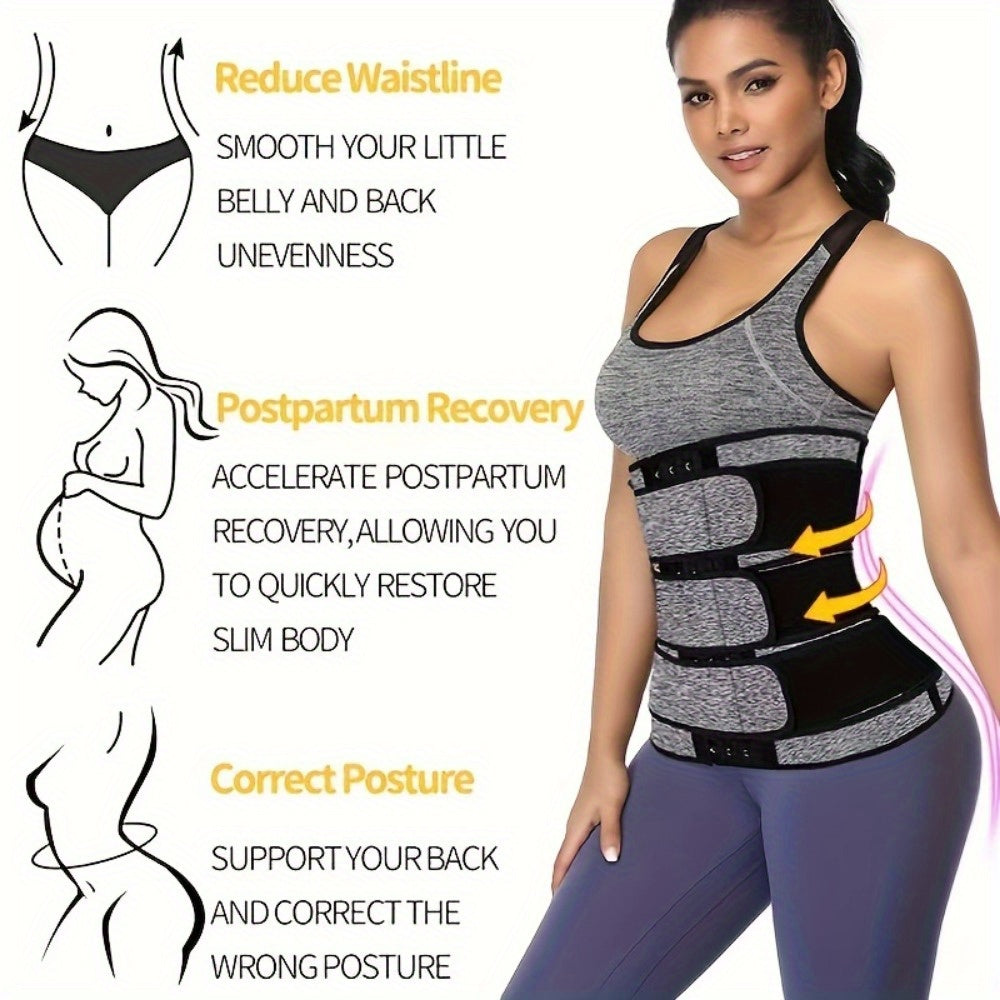 1pc Neoprene 3 Straps Waist Trainer for Women, Tummy Control Workout Corset Slimming Body Shaper Waist Trimmer Cincher Sweat Belt Waistband