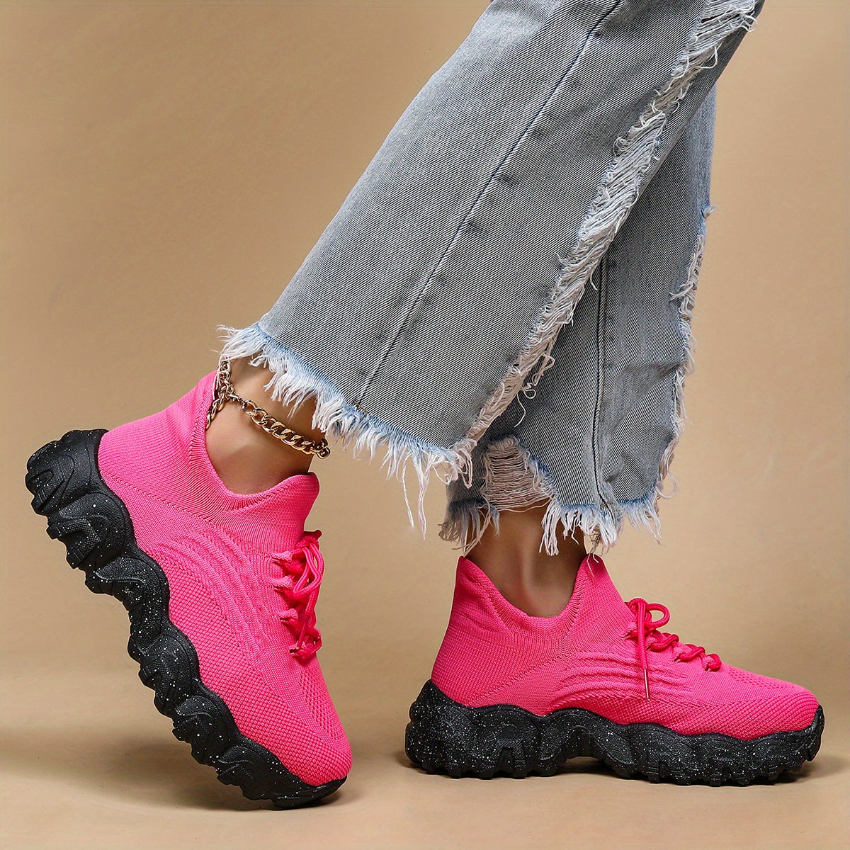 Women's Simple Plain Lace Up Low Top Sneakers - Casual Breathable Lightweight Socks Shoes, Minimalist Running Shoes Sporty Sneakers - For Women - Suitable for Running, Walking, Everyday Wear - Perfect Gift for Fitness Enthusi