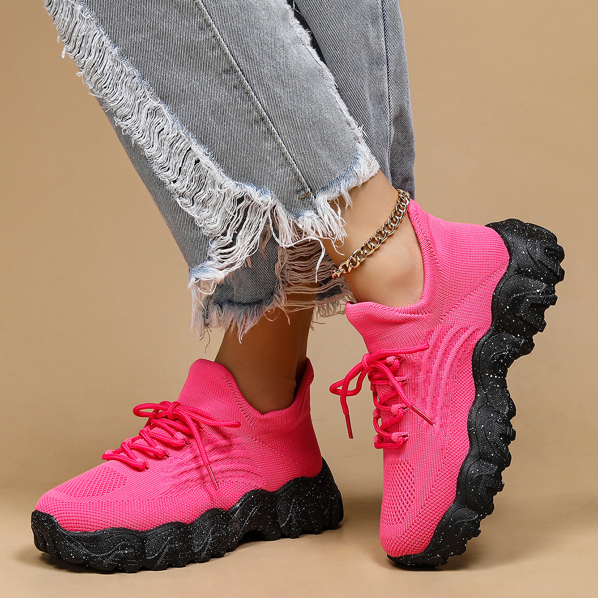 Women's Simple Plain Lace Up Low Top Sneakers - Casual Breathable Lightweight Socks Shoes, Minimalist Running Shoes Sporty Sneakers - For Women - Suitable for Running, Walking, Everyday Wear - Perfect Gift for Fitness Enthusi