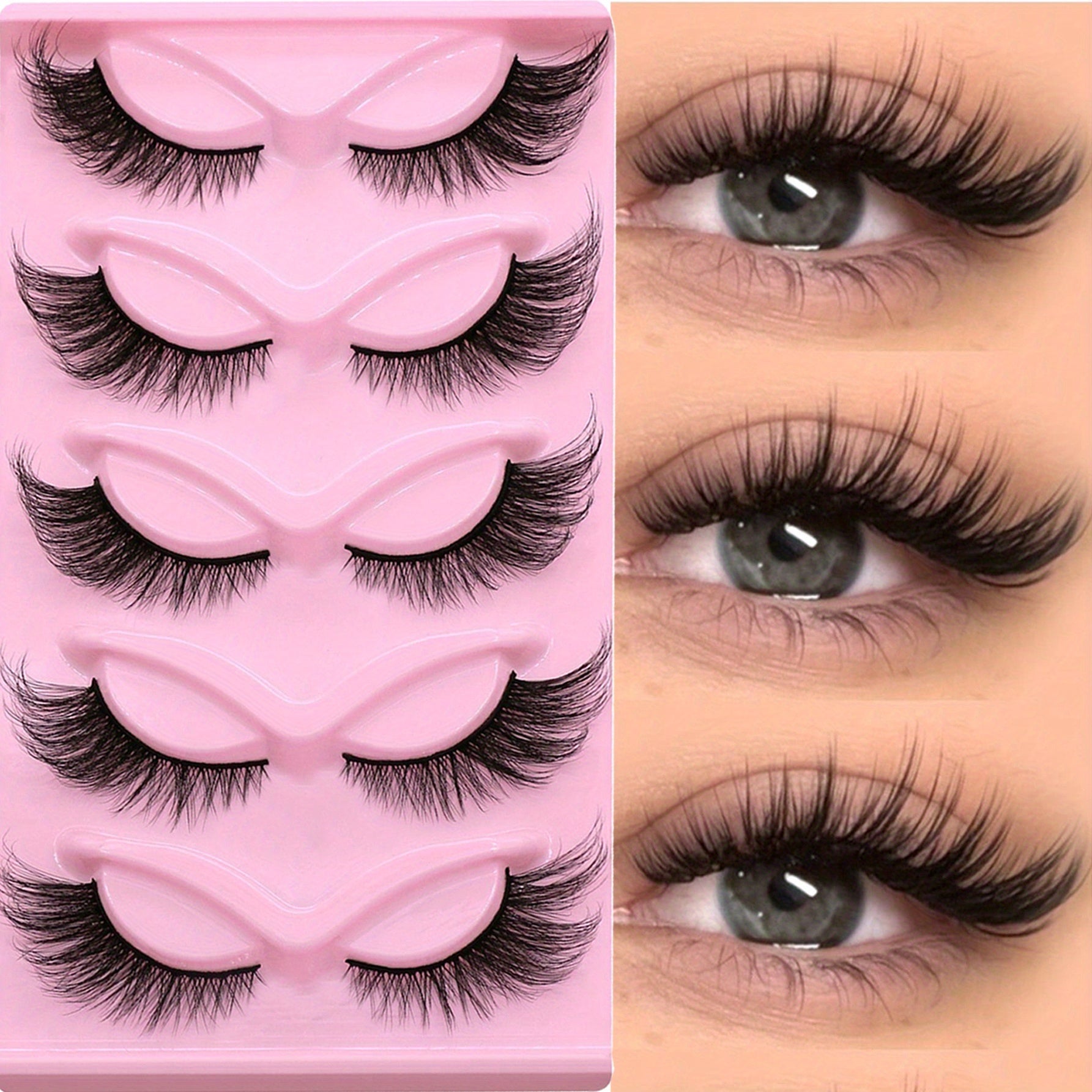 15 Pairs Long Wispy Cat Eye Lashes – 3-Pack D Curl False Eyelashes, Elongated Strip Lashes for Bold, Fluffy Volume | Thick, Lightweight, and Reusable