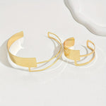 2pcs Necklace + Bracelet Fashion Jewelry Set Irregular Geometric Design or Silvery Adjustable Jewelry Set