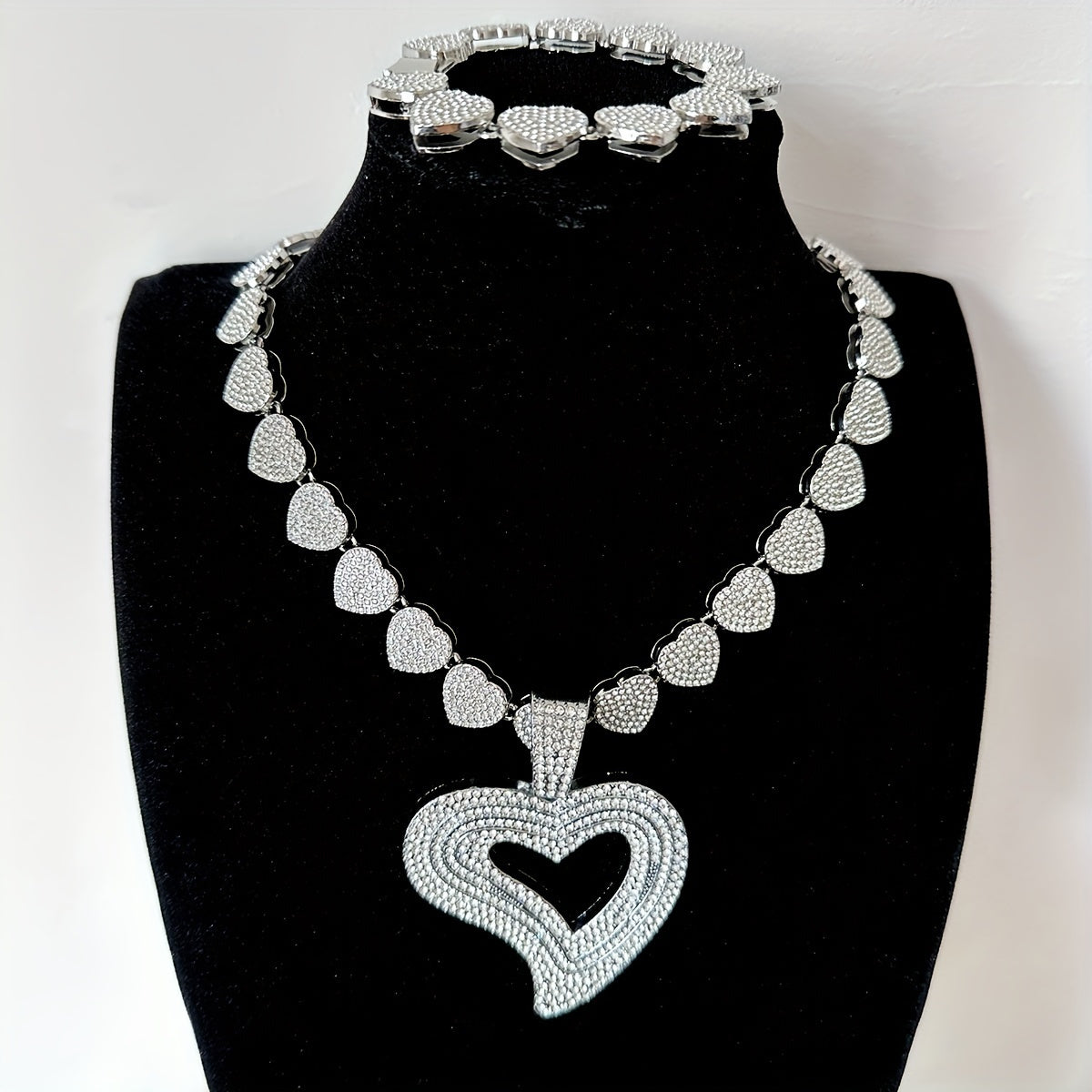 1 Pair of Earrings + 1 Necklace Bohemian Chic Jewelry Set - Rhinestone Mosaic Accents, Luxury Urban Fashion, Perfect for Christmas Banquet and Daily Occasions