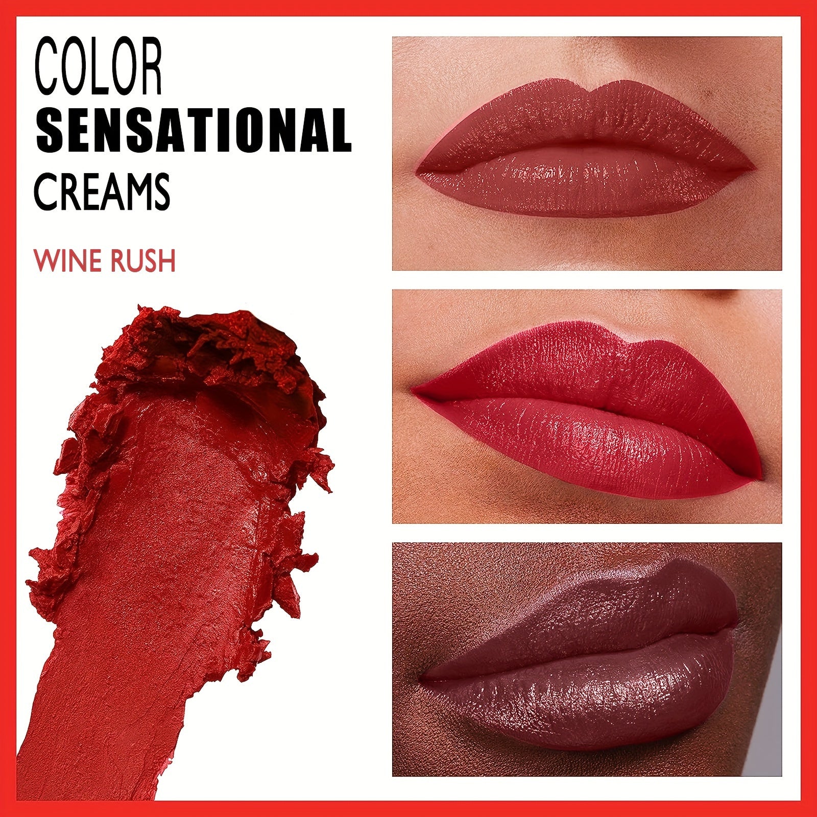A Set of Six - Luxurious Frosted Berry Red Lipstick Set - High Pigmentation, Long Gloss - Perfect Female Gift, Smooth Surface, Suitable for All Skin Types