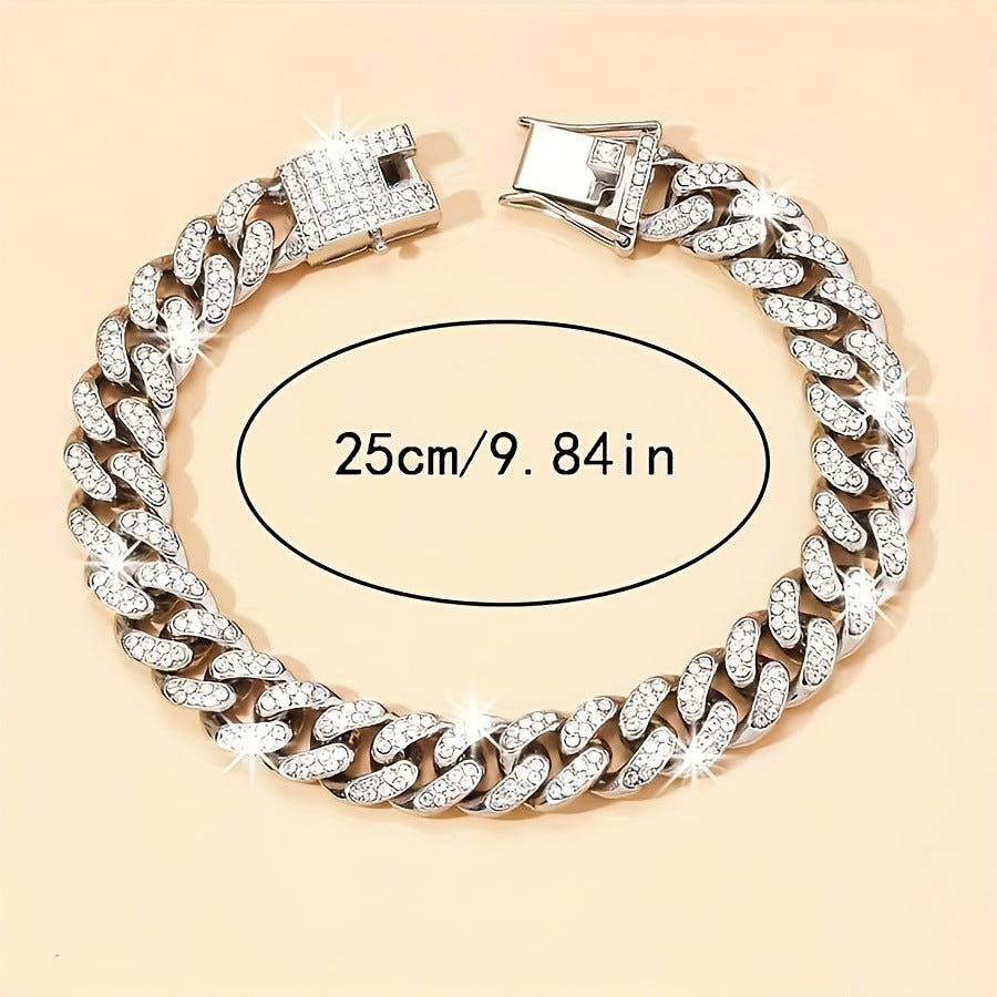 Luxurious Full Water Drill Hip-hop Cuban Chain Anklet In Fashion Accessories