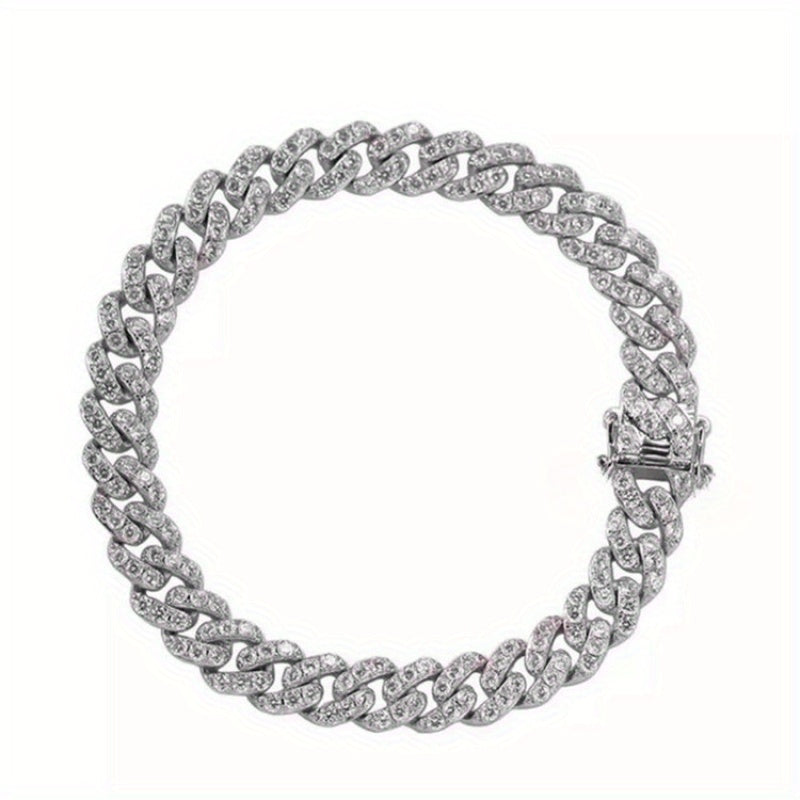 Luxurious Full Water Drill Hip-hop Cuban Chain Anklet In Fashion Accessories