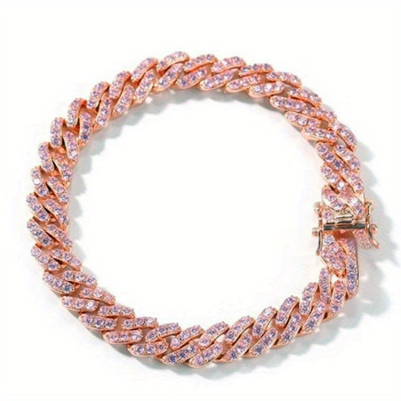 Luxurious Full Water Drill Hip-hop Cuban Chain Anklet In Fashion Accessories