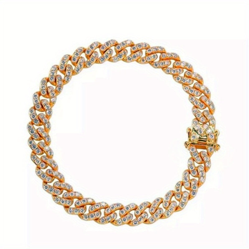 Luxurious Full Water Drill Hip-hop Cuban Chain Anklet In Fashion Accessories