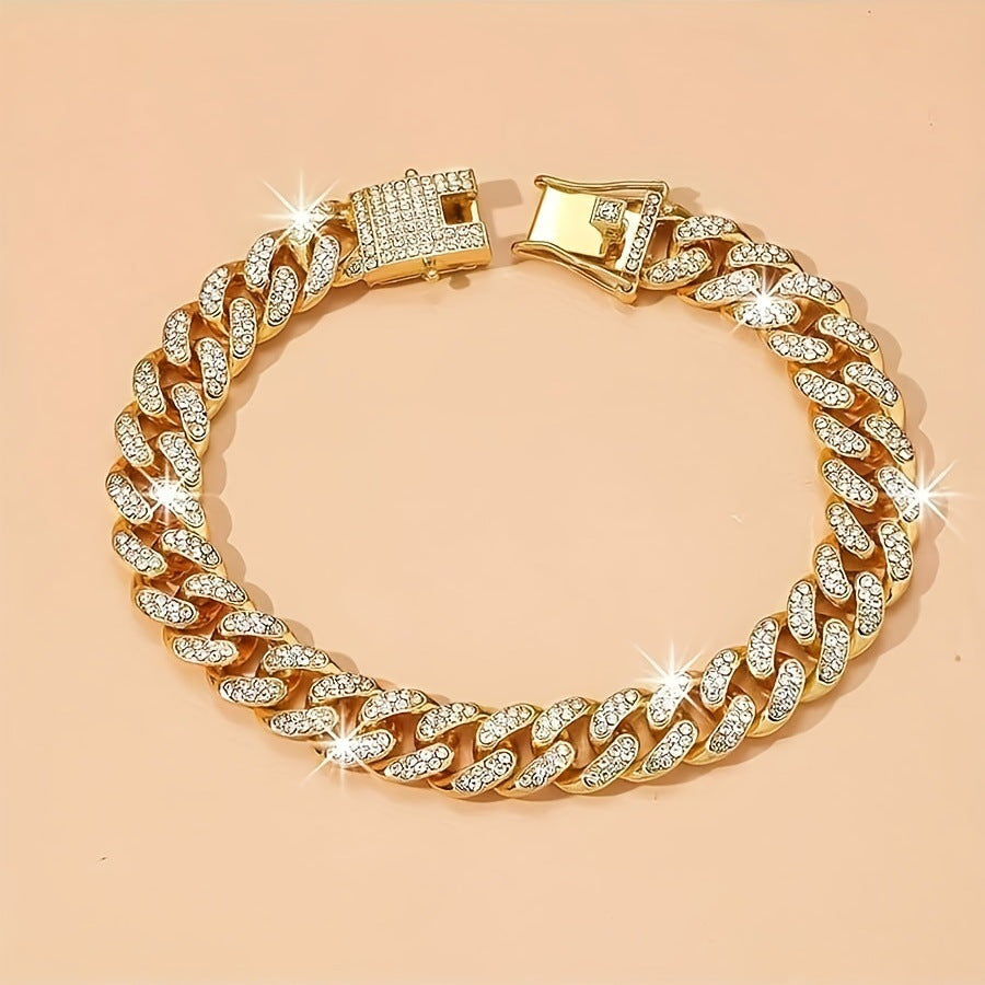 Luxurious Full Water Drill Hip-hop Cuban Chain Anklet In Fashion Accessories