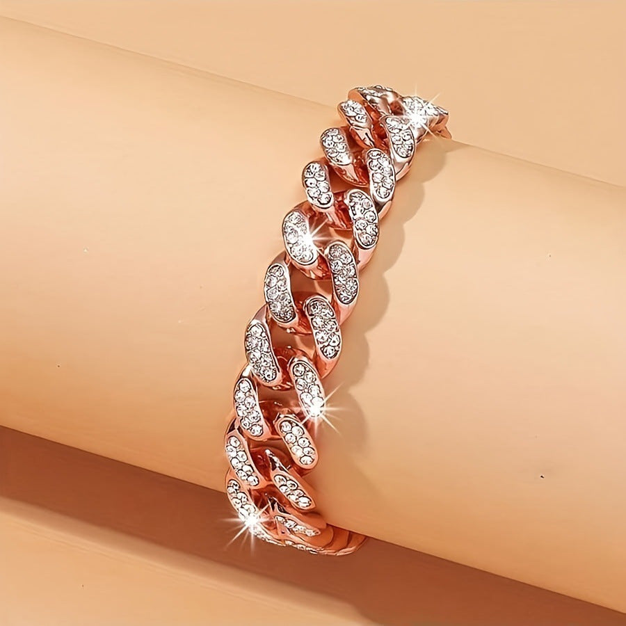 Luxurious Full Water Drill Hip-hop Cuban Chain Anklet In Fashion Accessories