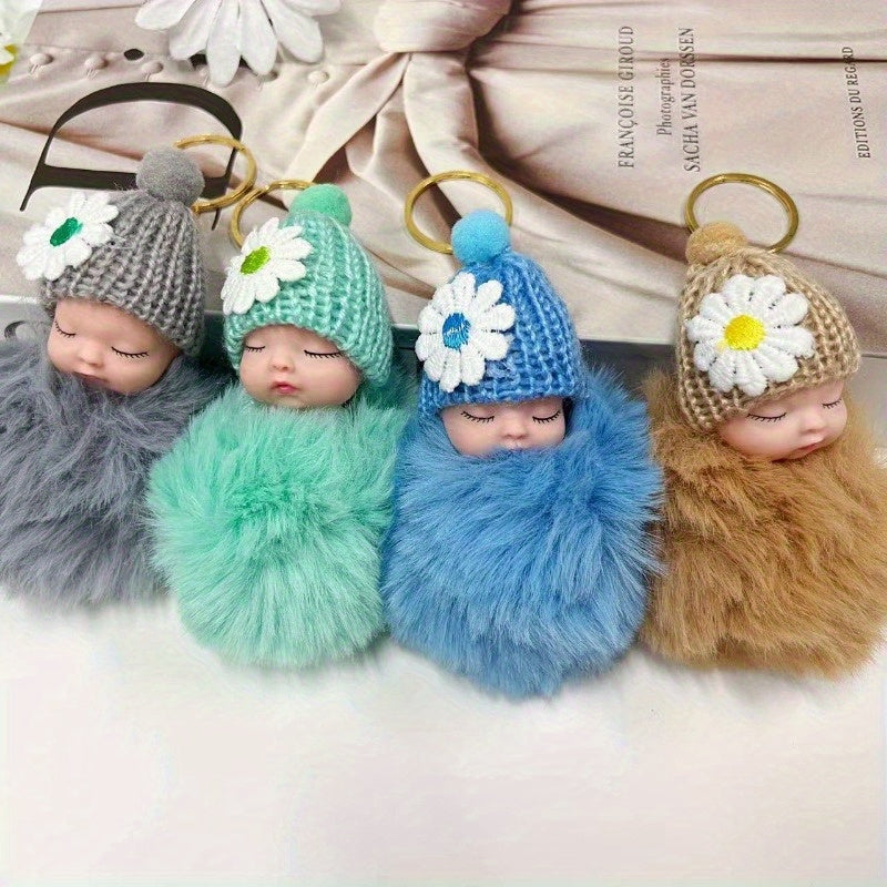 10pcs Plush Sleeping Doll Keychain Set, Street Style Hat Doll Pendant - Ideal for Christmas, Valentine'S Day, Halloween, Mother'S Day Gifts