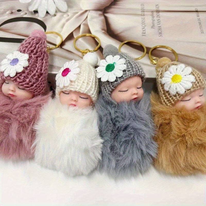 10pcs Plush Sleeping Doll Keychain Set, Street Style Hat Doll Pendant - Ideal for Christmas, Valentine'S Day, Halloween, Mother'S Day Gifts