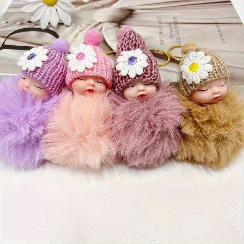 10pcs Plush Sleeping Doll Keychain Set, Street Style Hat Doll Pendant - Ideal for Christmas, Valentine'S Day, Halloween, Mother'S Day Gifts
