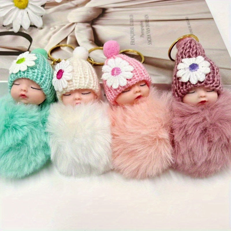 10pcs Plush Sleeping Doll Keychain Set, Street Style Hat Doll Pendant - Ideal for Christmas, Valentine'S Day, Halloween, Mother'S Day Gifts