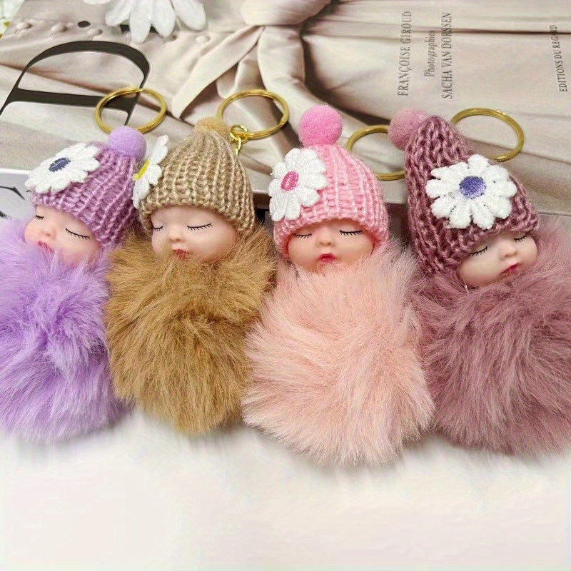 10pcs Plush Sleeping Doll Keychain Set, Street Style Hat Doll Pendant - Ideal for Christmas, Valentine'S Day, Halloween, Mother'S Day Gifts