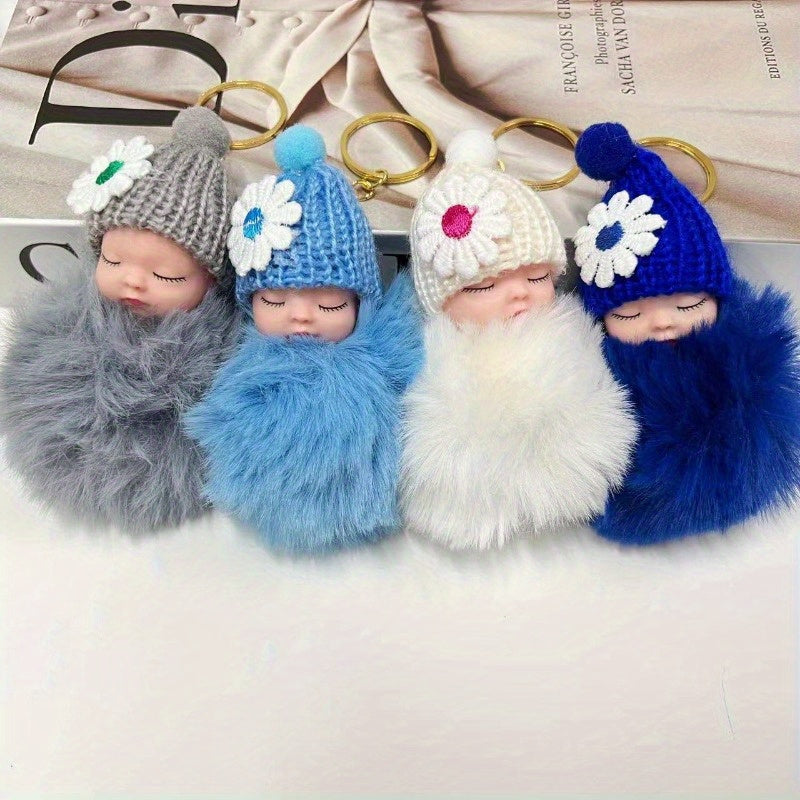 10pcs Plush Sleeping Doll Keychain Set, Street Style Hat Doll Pendant - Ideal for Christmas, Valentine'S Day, Halloween, Mother'S Day Gifts