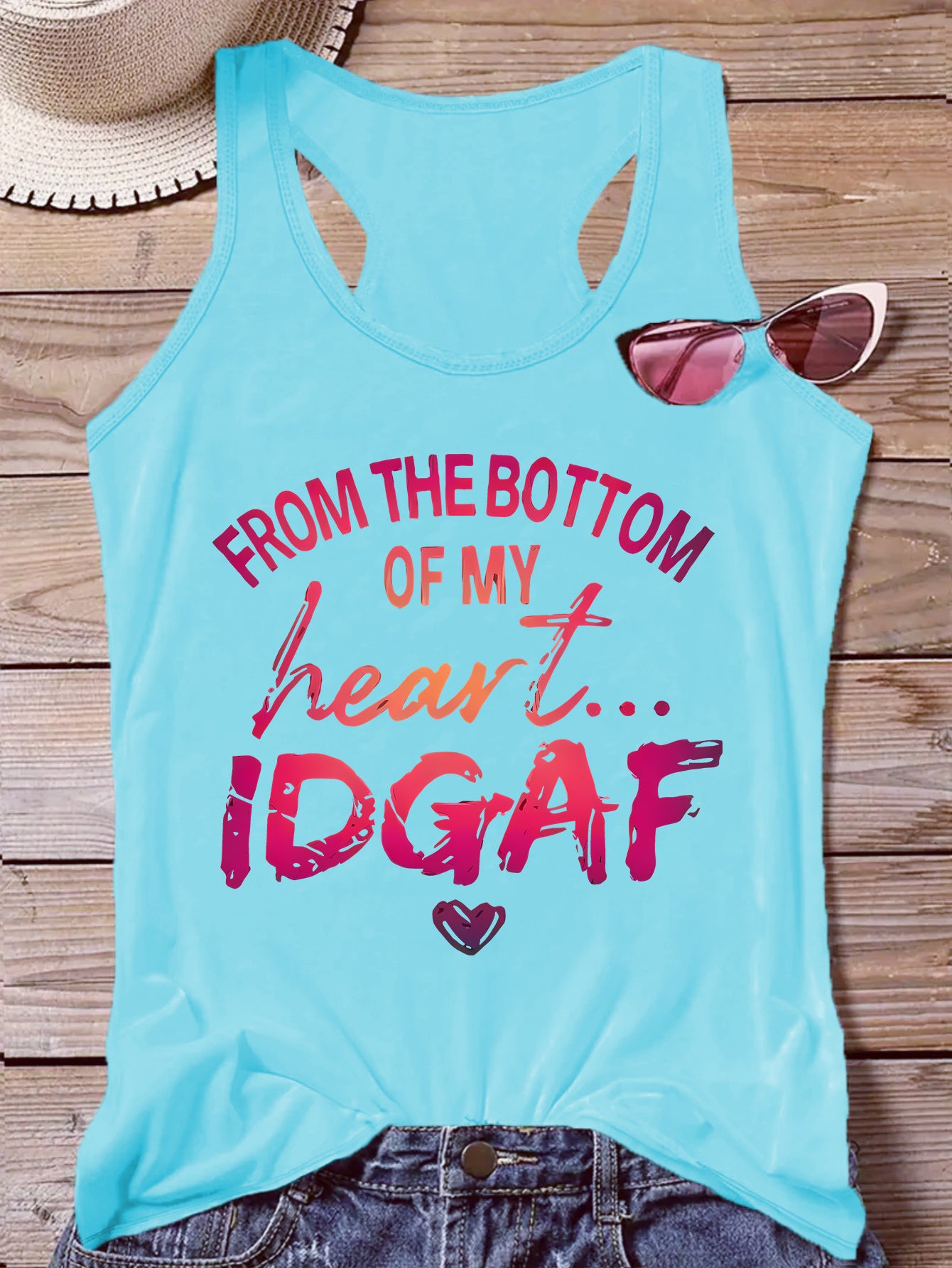 Letter Print Crew Neck Tank Top, Casual Sleeveless Top For Summer & Spring, Women's Clothing