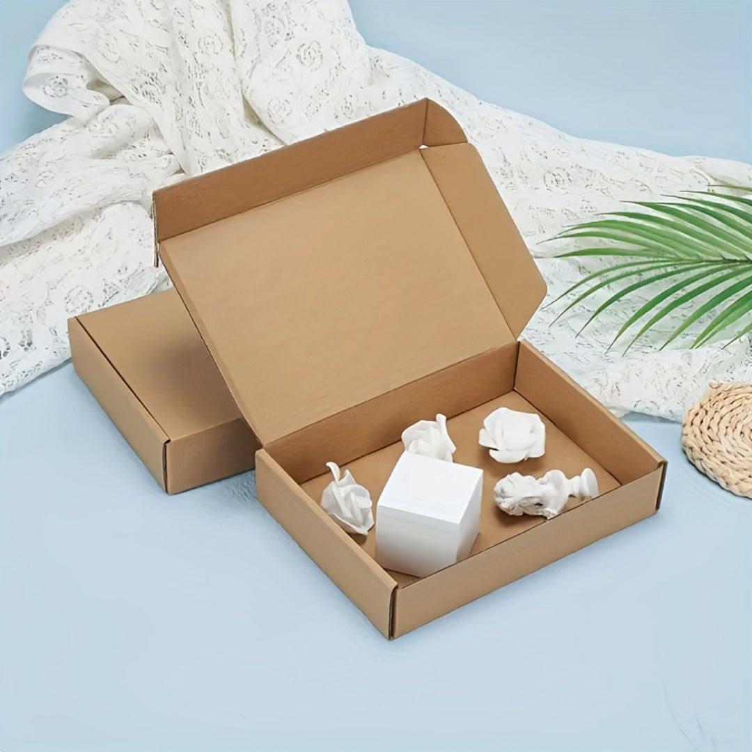 50pcs Brown Corrugated Mailer Boxes, 5.91x3.94x1.57inch, Triple Layer Extra Hard, Lid Included for Shipping Crafts, Electronics, Fragile Items - No Odor, Ideal for Small Businesses and Gift Packaging, Shipping Supplies | Neut
