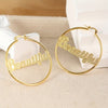 1 Pair Elegant Copper Hoop Earrings with "Beautiful" Lettering, Large Statement Circle Earrings for Women, Luxury Jewelry for Daily Wear & Gift-Giving, All-Season Accessory