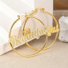 1 Pair Elegant Copper Hoop Earrings with "Beautiful" Lettering, Large Statement Circle Earrings for Women, Luxury Jewelry for Daily Wear & Gift-Giving, All-Season Accessory