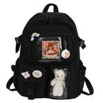 Kawaii Backpack - Cute Aesthetic Plush Pendant Pin Accessories, Large Capacity Laptop Backpack for Women - For School & Everyday Use - Perfect Gift for Teens & Students