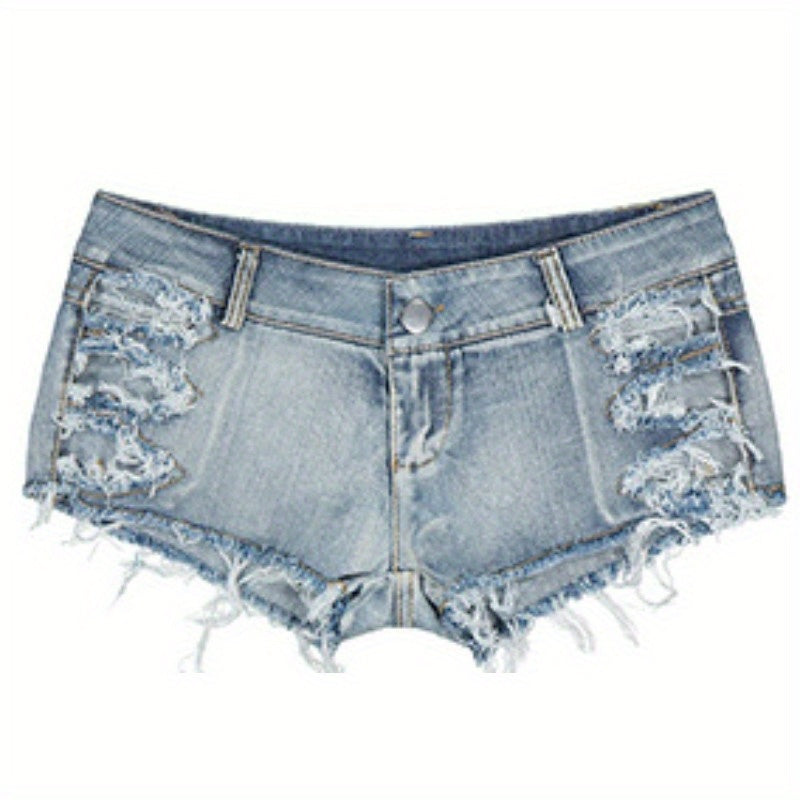 Women Fashion Sexy Low Waist Denim Jeans Shorts Mini Hot Pants Jeans Booty Ripped Jeans Beach Party Clubwear