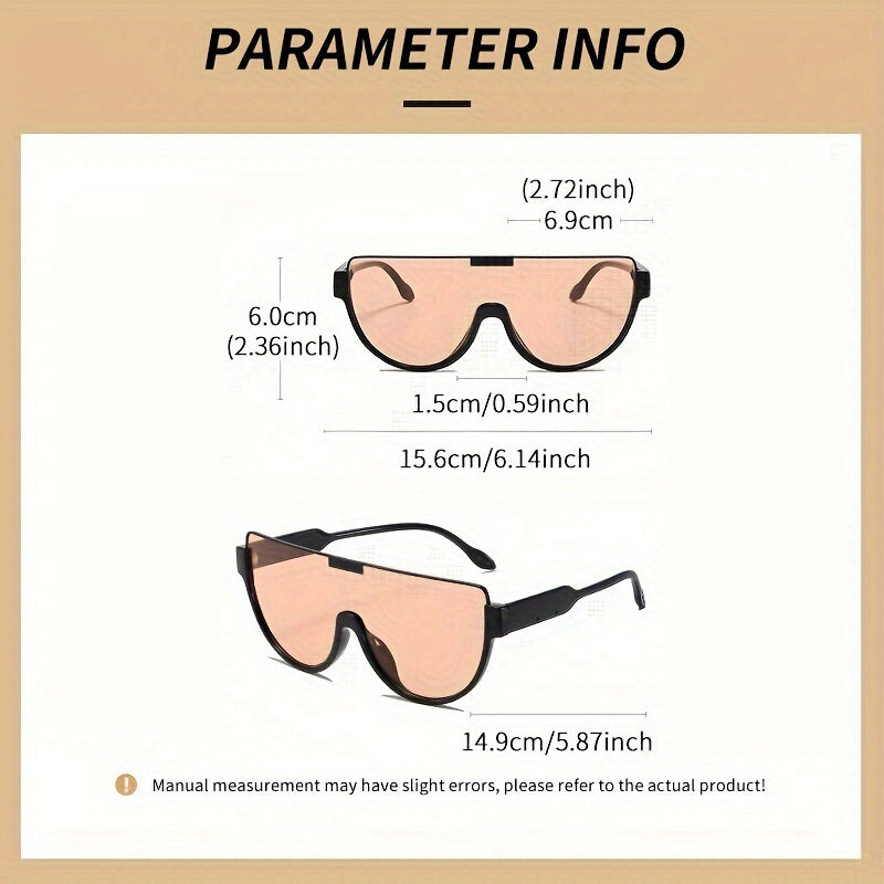 Unisex Fashionable Oversized Semi-Circular Sunglasses - Anti-Glare Sun Shades Perfect for Hiking, Beach Vacations, and Everyday Outdoor Activities; Durable Design and Style