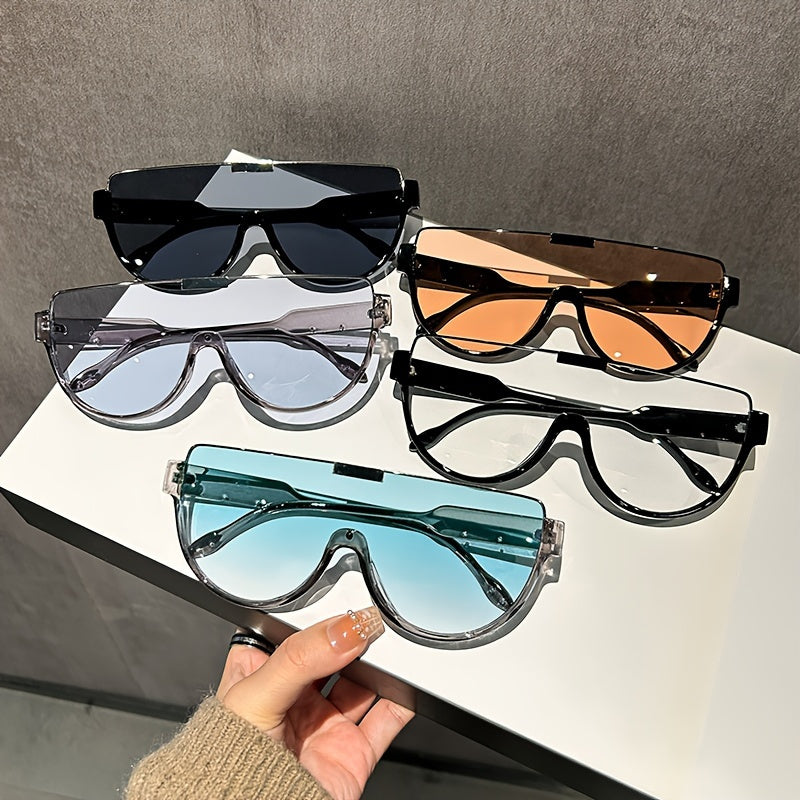 Unisex Fashionable Oversized Semi-Circular Sunglasses - Anti-Glare Sun Shades Perfect for Hiking, Beach Vacations, and Everyday Outdoor Activities; Durable Design and Style