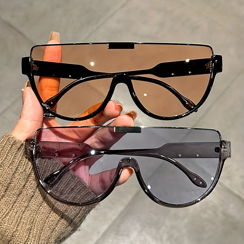 Unisex Fashionable Oversized Semi-Circular Sunglasses - Anti-Glare Sun Shades Perfect for Hiking, Beach Vacations, and Everyday Outdoor Activities; Durable Design and Style